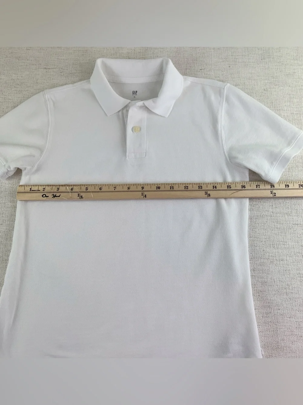 GAP boy's White Short Sleeve Polo shirt  solid size XL 100% cotton uniform